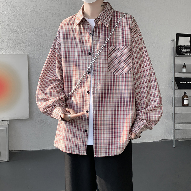 CR020`格子潮牌高街ins衬衫男女P45,男装衬衫,电商A066