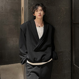 KT1006`套装假两件垫肩款ins潮流高级连帽卫衣男女卫衣P68裤子P48，男装休闲套装，电商A066