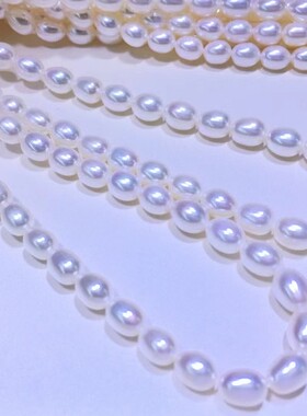 7-8mm极光无暇天然淡水珍珠项链锁骨链小米形椭圆高性价比百搭特