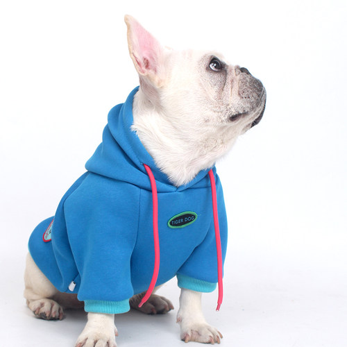 TIGERDOG狗狗加绒加厚卫衣连帽卫衣法斗宠物衣服小型犬外出保暖