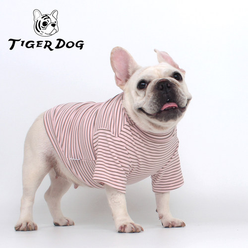 TIGERDOG宠物狗狗法斗胖狗巴哥斗牛犬秋冬保暖德绒T恤条纹打底衫