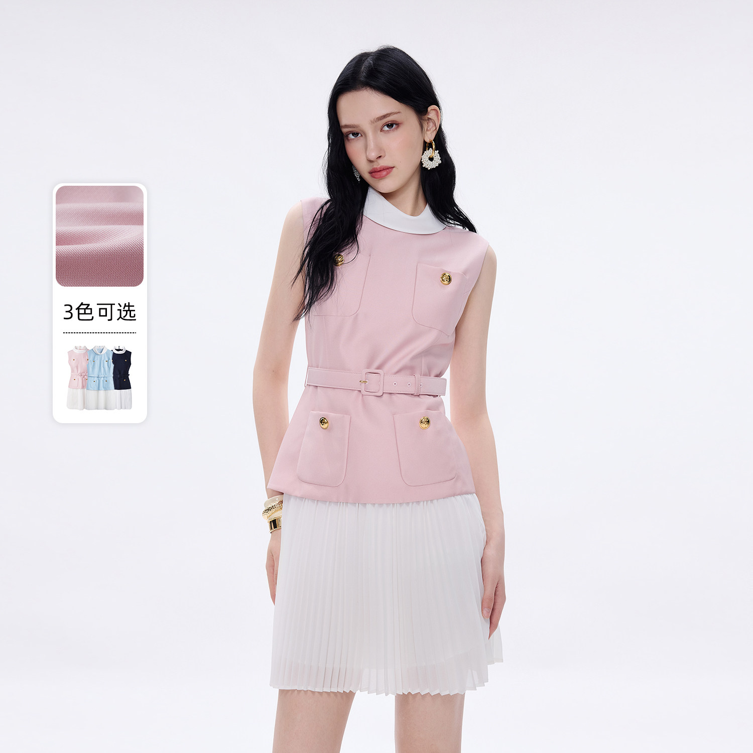朗姿莱茵福莱尔法式气质连衣裙女