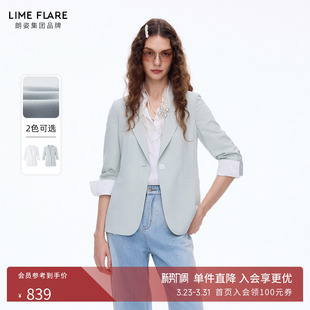 外套女26春新款 朗姿莱茵福莱尔职场通勤高级感修身 收腰单粒扣西装