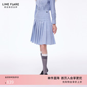 朗姿莱茵福莱尔复古通勤格纹半身裙女高腰显瘦百褶裙26春新款