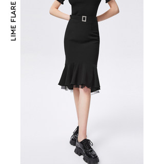 莱茵商场同款气质不规则半身裙2023夏季新款网纱设计感鱼尾包臀女