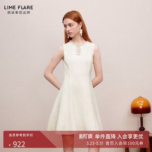 莱茵福莱尔重要场合精致礼服裙优雅气质千金收腰白色连衣裙女新款