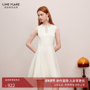 莱茵福莱尔重要场合精致礼服裙优雅气质千金收腰白色连衣裙女新款