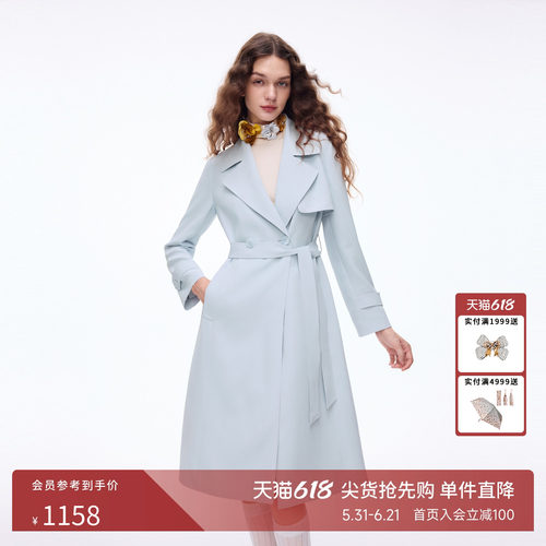朗姿莱茵福莱尔经典简约风衣外套