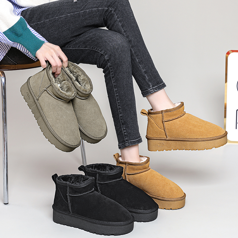 阿比让百搭时尚牛皮雪地靴