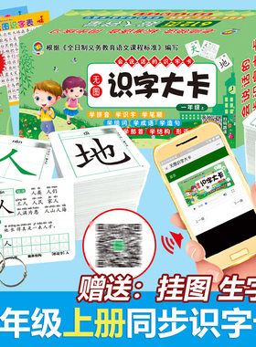 一年级识字卡片 人教版与语文课本同步字卡部编版无图识字卡全套小学带拼音练字帖生字本1年级小学生认字识字书练字帖教材教具挂图
