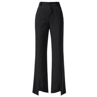 逸阳冰丝不规则开叉喇叭裤女2026夏薄款九分高腰显瘦微喇西装裤子