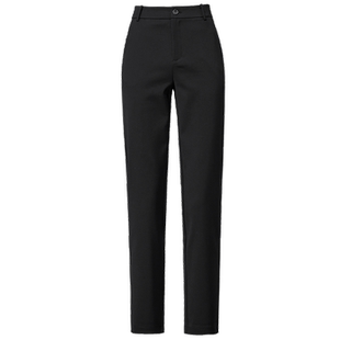 逸阳2025秋冬新款黑色加绒西装裤加厚保暖直筒高腰烟管西装女裤子