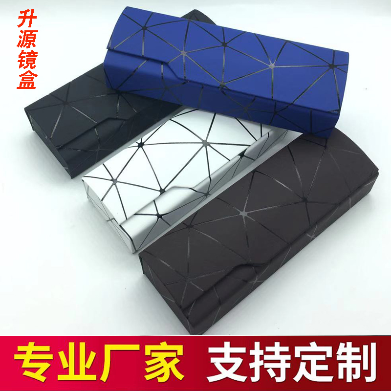 新款立体方格手工眼镜盒定做logo 高档板材框架眼镜盒定制店名