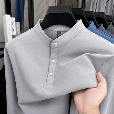 恒源祥秋冬季小立领暗扣长袖T恤