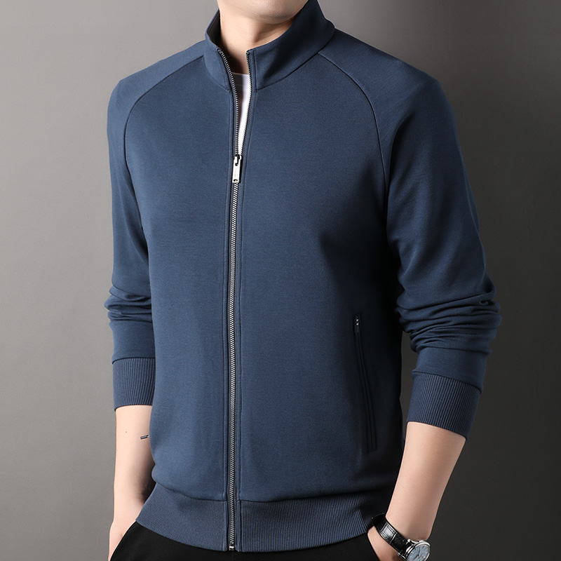 恒源祥卫衣男士长袖外套开衫春秋季立领夹克中年商务休闲外穿上衣