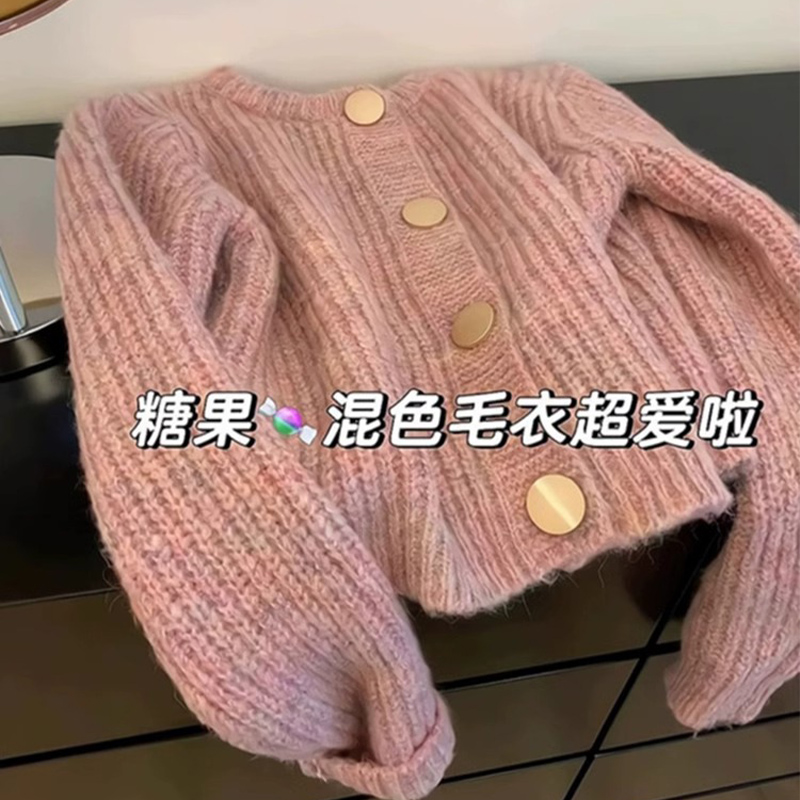 女童针织毛衣开衫秋冬长袖外套