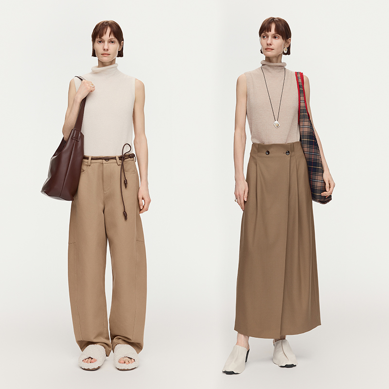 【商场同款】AUM噢姆2026年春季新款精纺羊毛堆堆领无袖针织背心