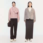 商场同款 AUM噢姆2025年冬季 新款 机织羊毛短款 箱型围巾外套女