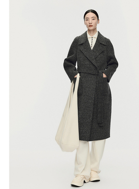 【天猫臻选】AUM噢姆2025年冬季新款大翻领毛呢长款羊毛大衣外套