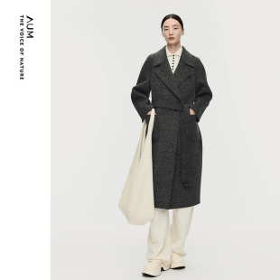 【天猫臻选】AUM噢姆2025年冬季新款大翻领毛呢长款羊毛大衣外套