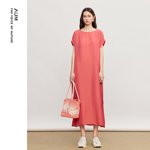 收腰盖袖 新款 AUM噢姆2026年夏季 连衣裙休闲宽松长裙 天猫臻选