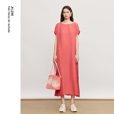 【天猫臻选】AUM噢姆2026年夏季新款收腰盖袖连衣裙休闲宽松长裙