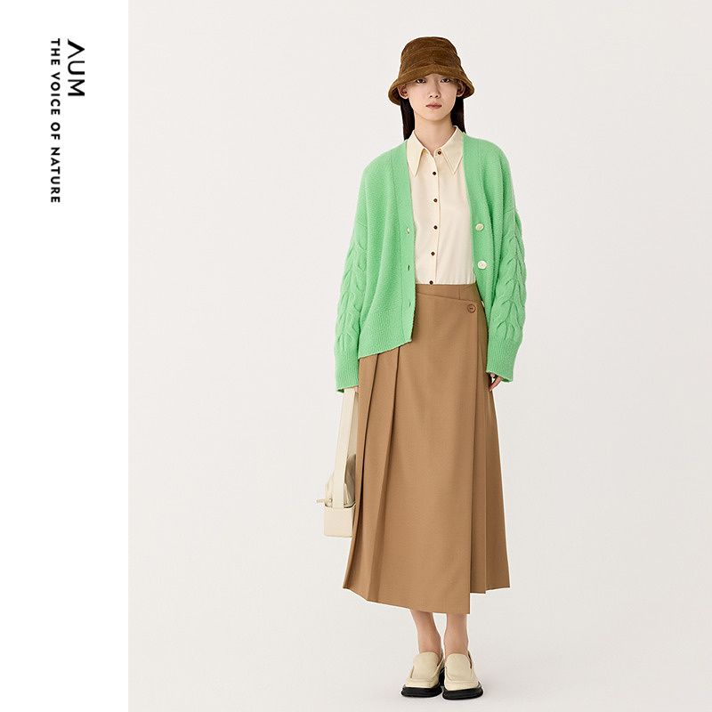 AUM噢姆艺术绞花针织开衫外套