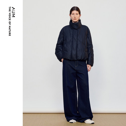 【天猫臻选】AUM噢姆鹅绒羽绒服2026冬季新款高领围裹式设计黑色