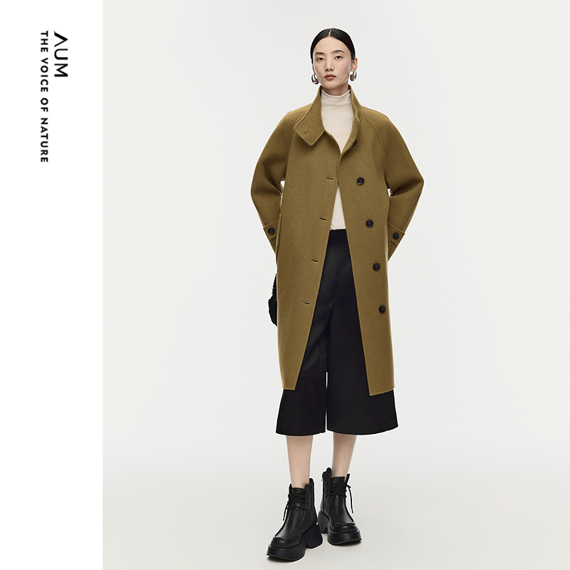 【商场同款】AUM噢姆2025年冬季新款毛棉立绒双面呢极简廓形大衣