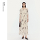 桑蚕丝一字肩枝蔓印花连衣裙子 新款 FaFa裙 AUM噢姆2025年夏季