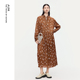 米橙色植物印花连衣裙宽松长裙 新款 FaFa裙 AUM噢姆2025年秋季