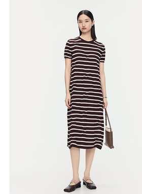 【可颂裙】AUM噢姆2025年秋季新款棉感波点条纹扭结针织连衣裙女