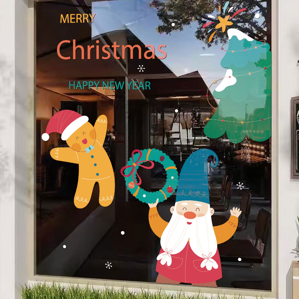 2026圣诞老人静电贴橱窗玻璃门贴纸贴画圣诞节装饰品耶诞布置窗贴