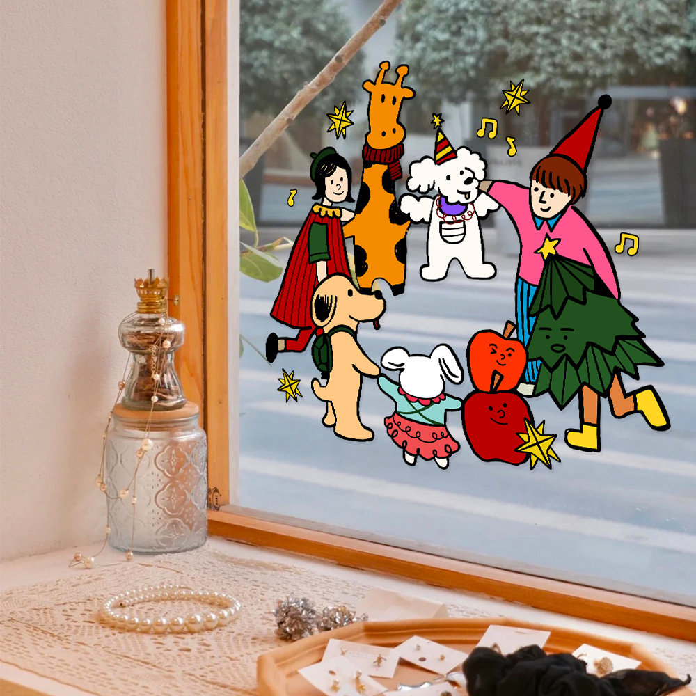 2026圣诞节装饰贴纸卡通氛围布置静电双面窗花橱窗贴玻璃门贴窗贴