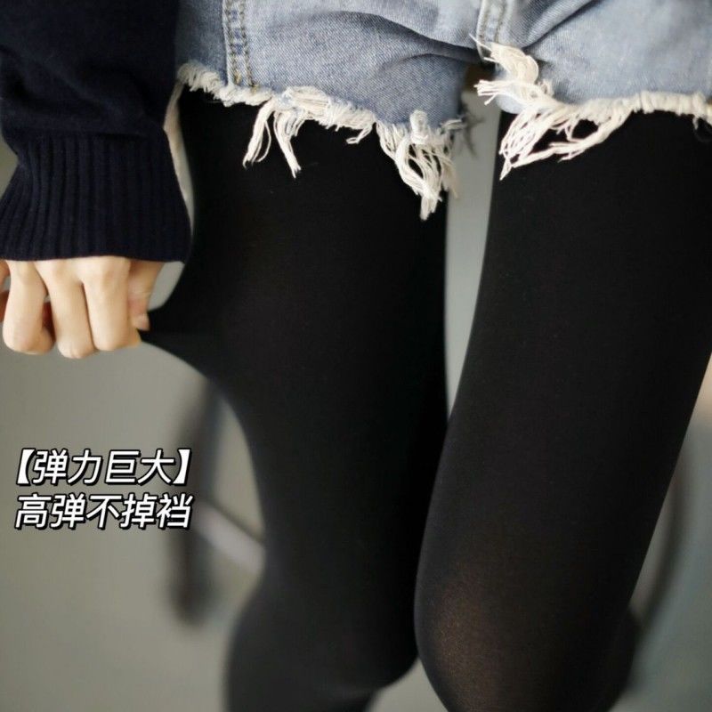 超弹天鹅绒80D哑光日系女春秋薄款微透修身纯欲打底连裤袜黑灰色