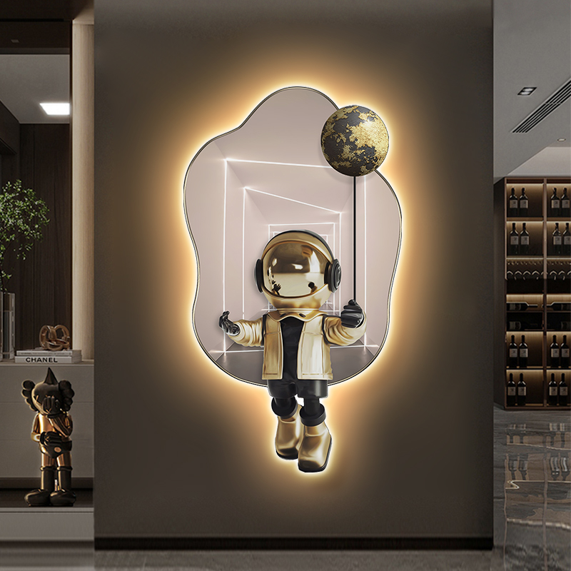 现代轻奢玄关装饰画简约客厅挂画沙发背景墙壁画led发光氛围灯画