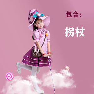 万圣节儿童服装cos女童糖果精灵女巫拐杖装扮女孩演出服拐杖