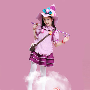 万圣节儿童连衣裙服装cos女童糖果精灵女巫拐杖装扮女孩演出服