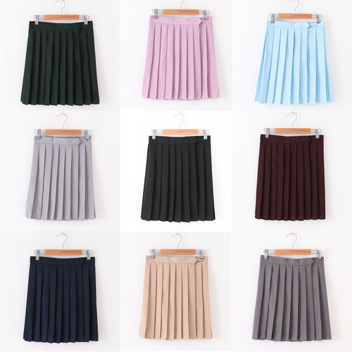 纯色可调节学生高腰裙jk制服