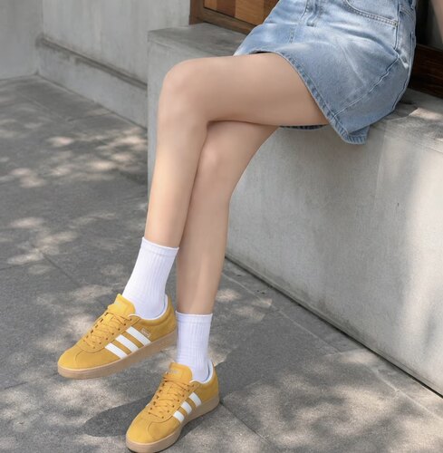 阿迪达斯adidas VL COURT 2.0休闲运动板鞋男女同款黄色JS4593