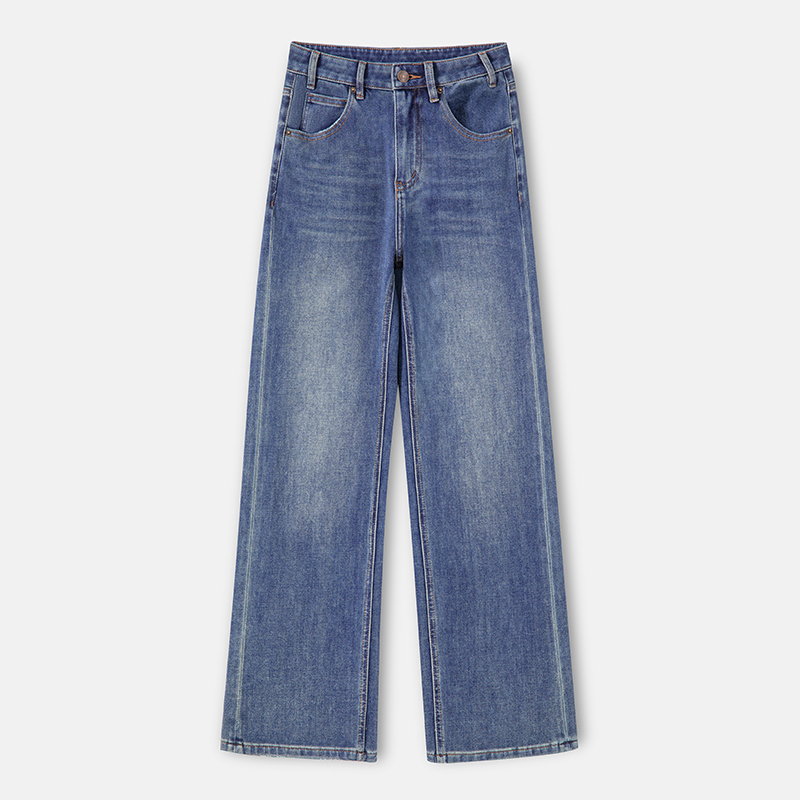 窄版阔腿牛仔裤女休闲直筒长裤