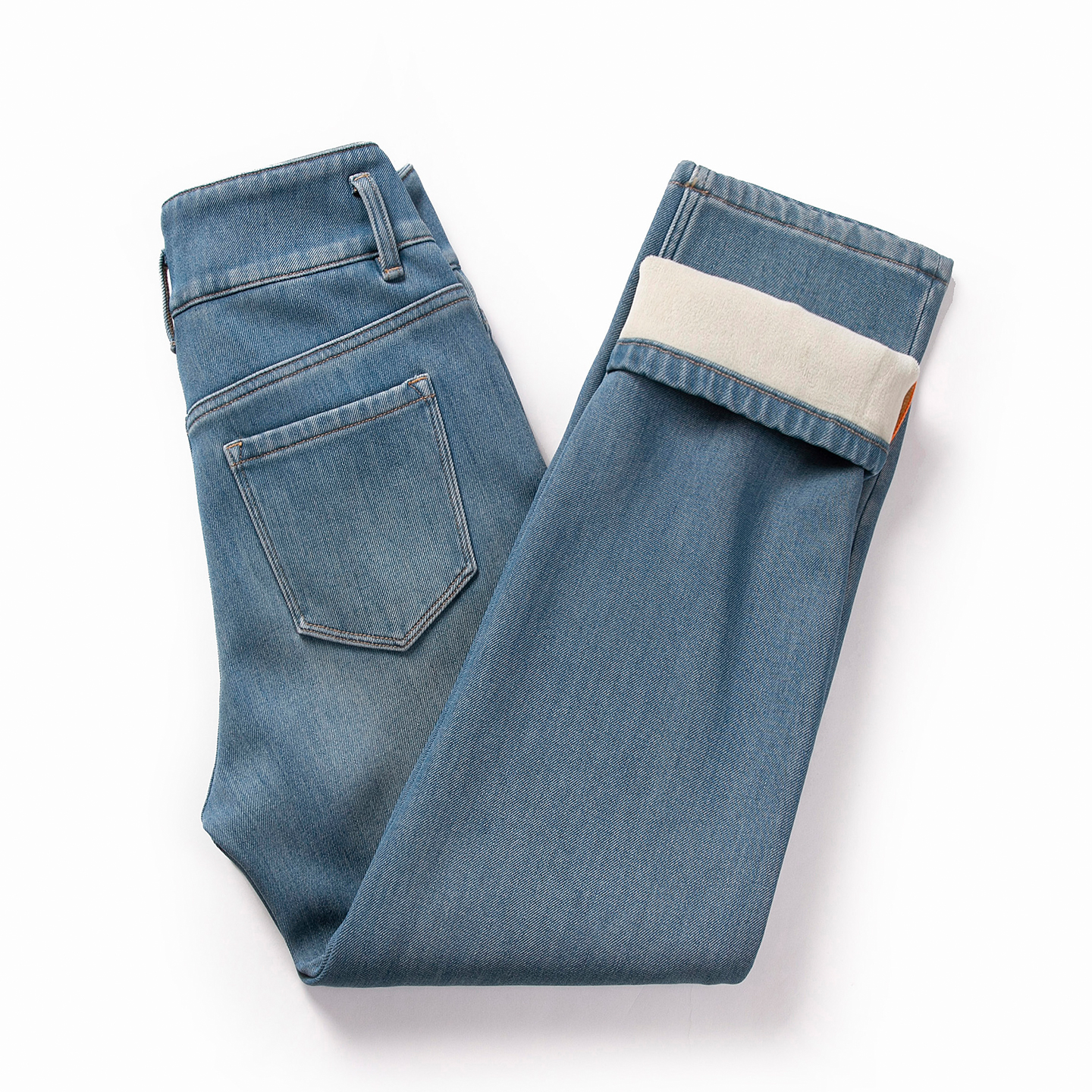 加绒加厚直筒牛仔裤女法棍烟管裤