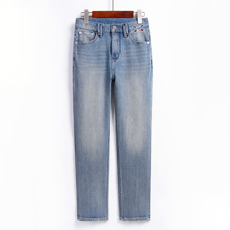 直筒牛仔裤女烟管裤九分高腰