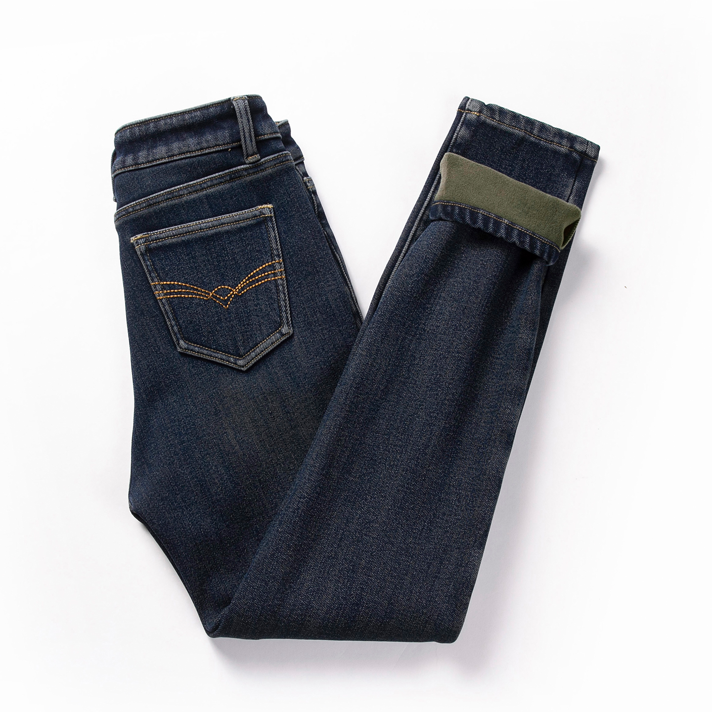 加绒加厚牛仔裤女外穿保暖小脚裤