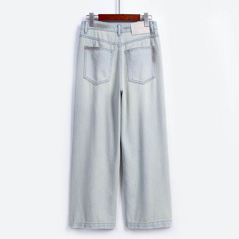 天丝阔腿牛仔裤女九分休闲直筒裤