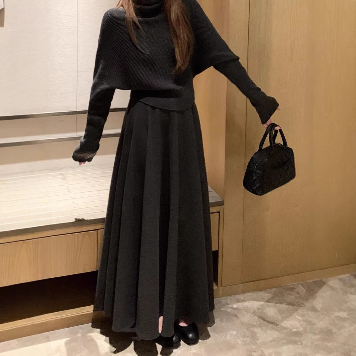 法式高级感套装连衣裙子女秋冬季2025新款气质穿搭一整套针织长裙