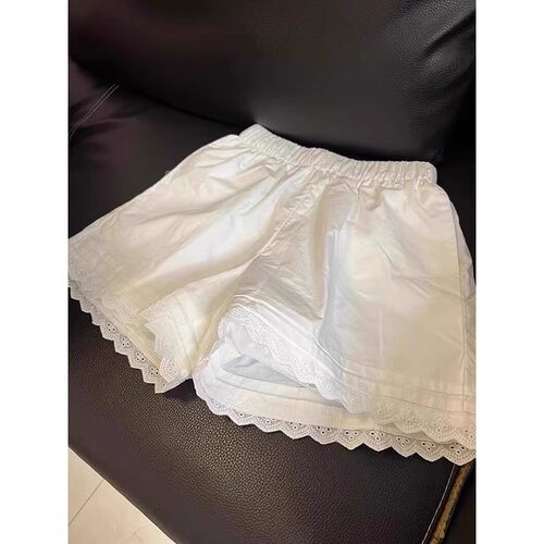 蕾丝花边休闲白色短裤女外穿薄款