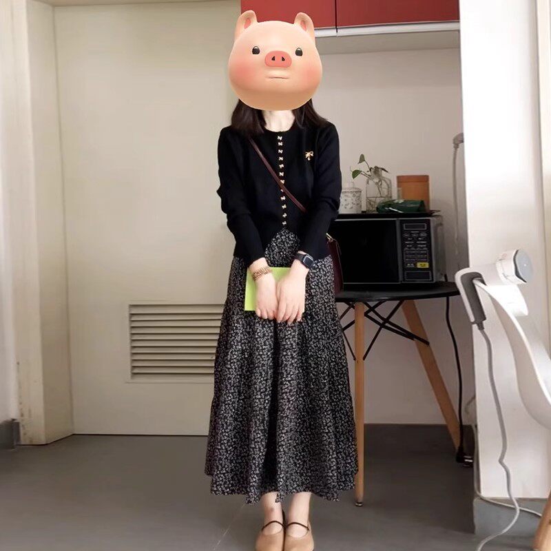 日系秋冬季休闲减龄一整套穿搭2025新款盐系轻熟chic两件套装裙女