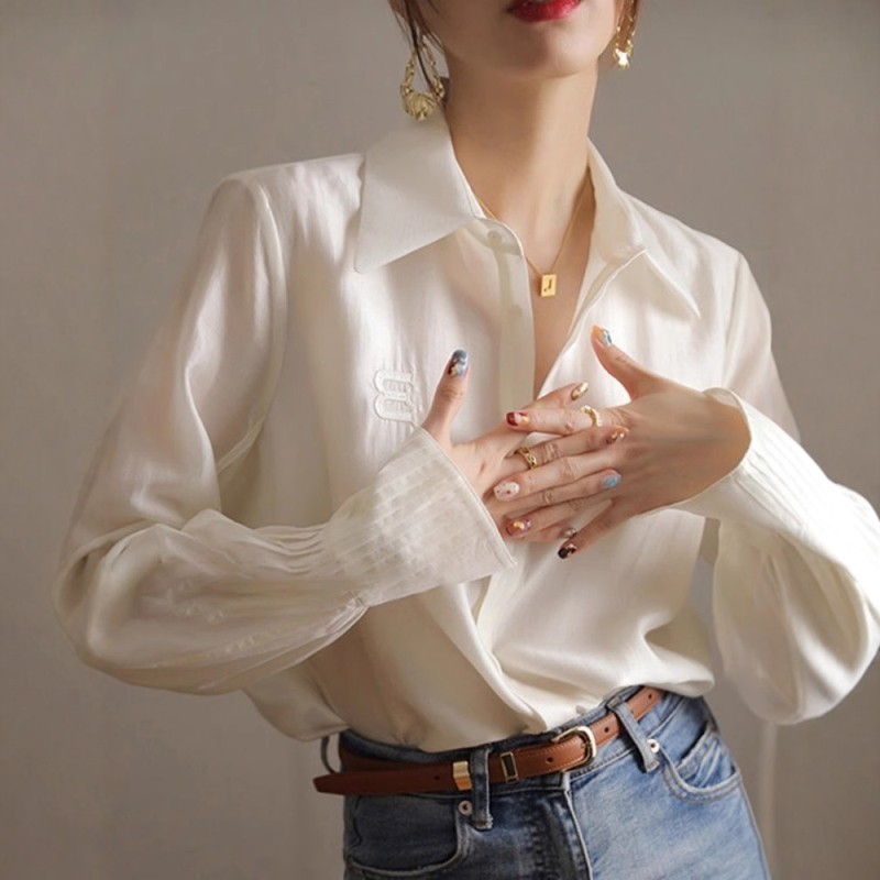 别致天丝衬衫女盐系轻熟绝美衬衣