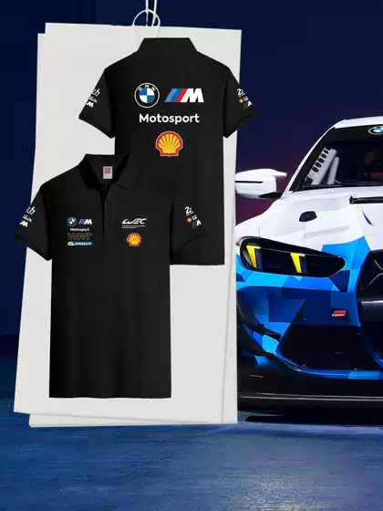 Bmw Wec Team Le Mans Racing Suit Car Enthusiast Pure Cotton Polo Shirt Men's and Women's Lapel Collar Short-Sleeved T-Shirt